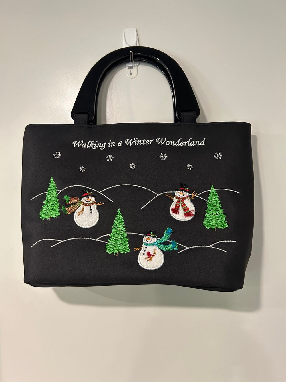 Christmas Handbag Winter Wonderland Snowman Embroidered Holiday Purse Kim Rogers